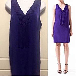 Zara Purple Shift Dress fringe + pockets!